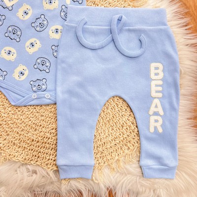 Conj. de Malha 3 peças - Bear de Camisetinha - Azul Bebê
